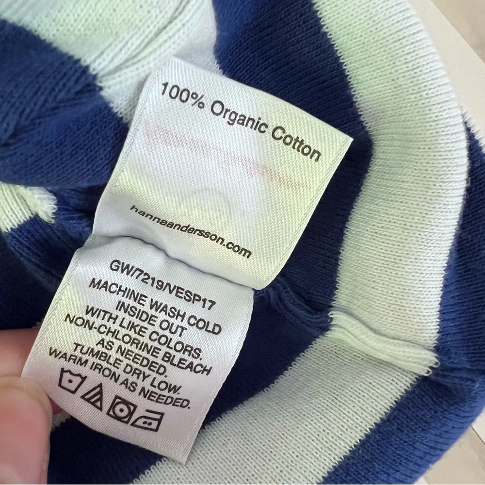 HANNA ANDERSSON Organic Cotton Blue Striped Hat, Infant 0-3mo